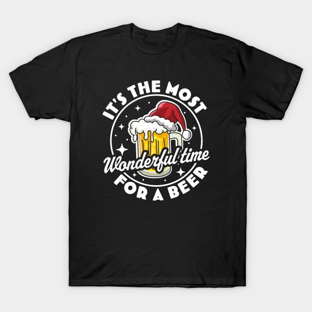 It's The Most Wonderful Time For A Beer - Beer Drinking Xmas T-Shirt by OrangeMonkeyArt